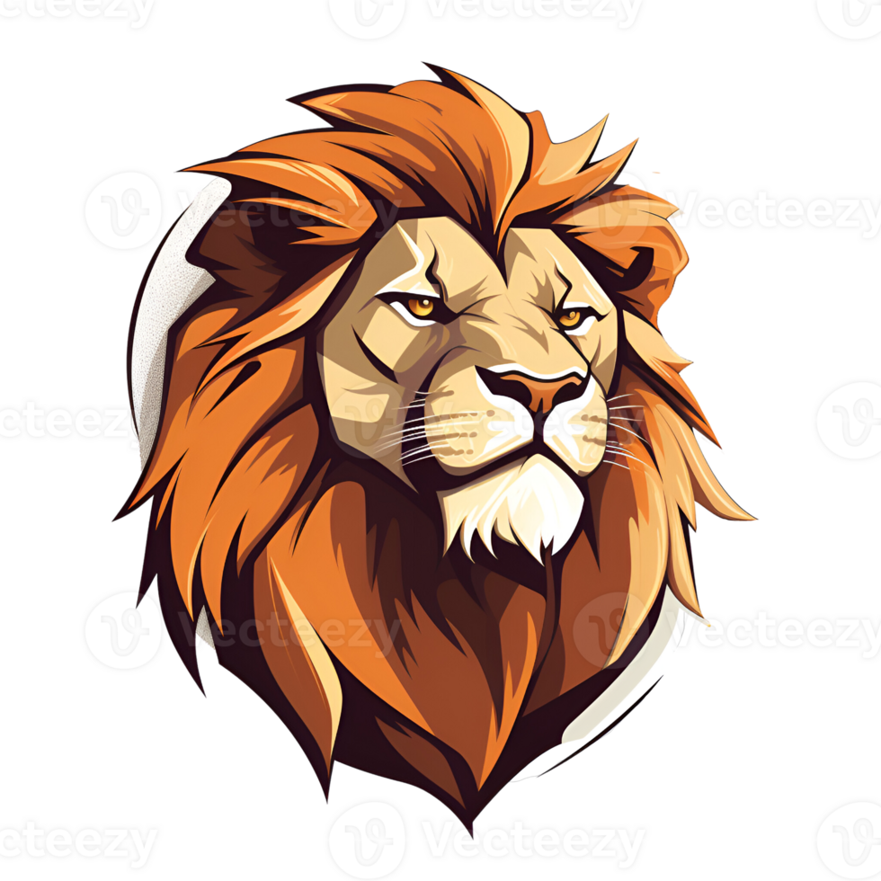 Lion Cartoon Style Logo Painting Drawing Illustration No Background Perfect for Print on Demand Merchandise AI Generative png