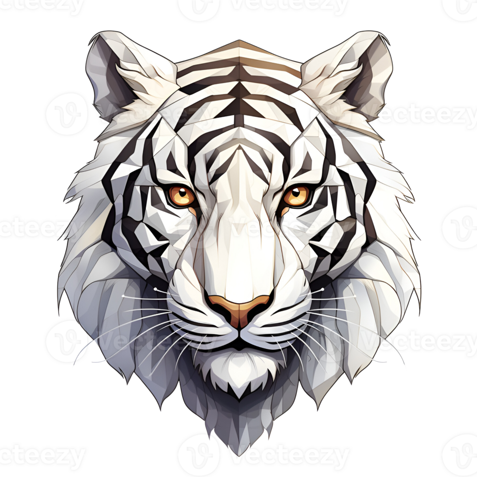 White Tiger Cartoon Style Logo Painting Drawing Illustration No Background Perfect for Print on Demand Merchandise AI Generative png