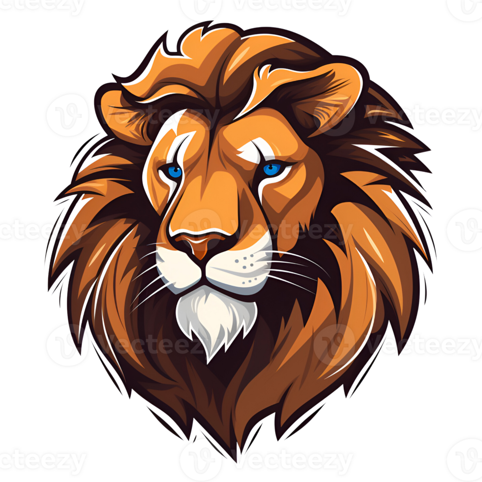 Lion Cartoon Style Logo Painting Drawing Illustration No Background Perfect for Print on Demand Merchandise AI Generative png