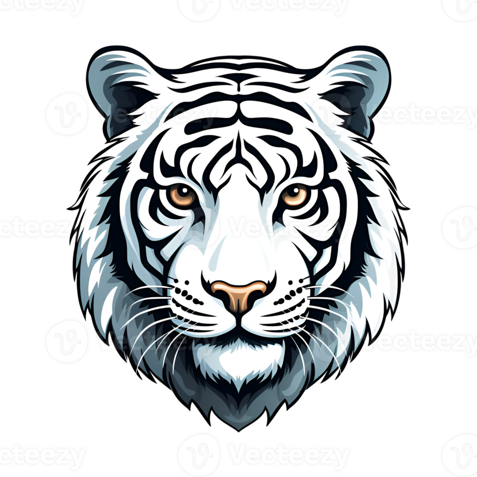 blanco Tigre dibujos animados estilo logo pintura dibujo ilustración No