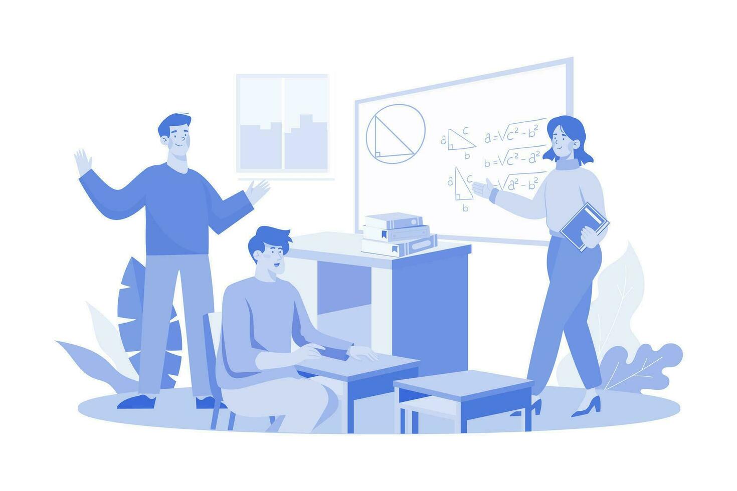Student Attending Maths Class vector