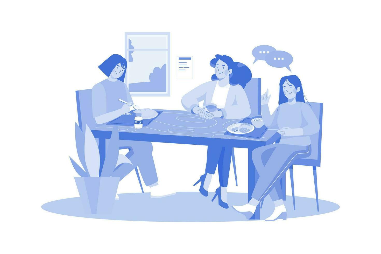 Students Eating Lunch At The School Canteen vector