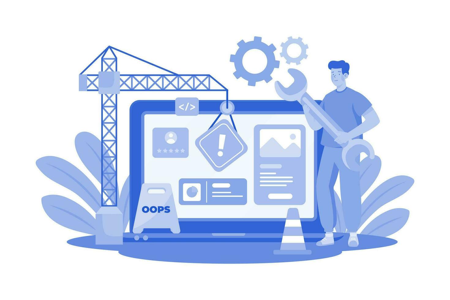 sitio web debajo construcción ilustración concepto en un blanco antecedentes vector