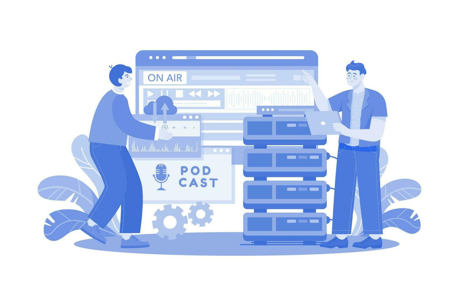 Man Hosting Podcast Illustration concept on a white background vector