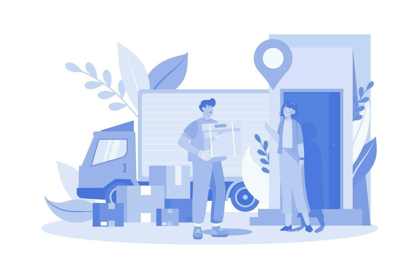 Door-To-Door Delivery Illustration concept on a white background vector