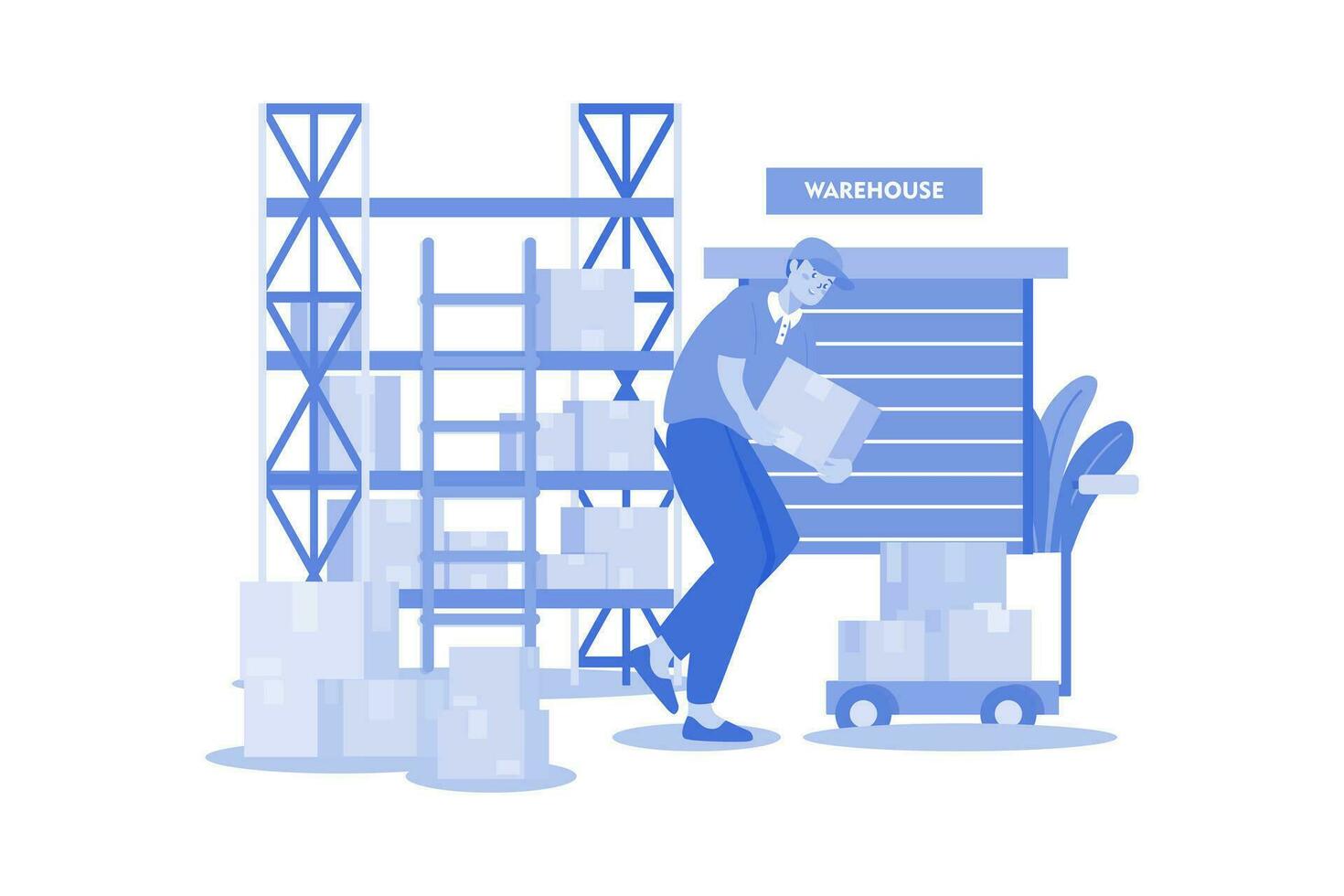 Employees Working In The Warehouse vector