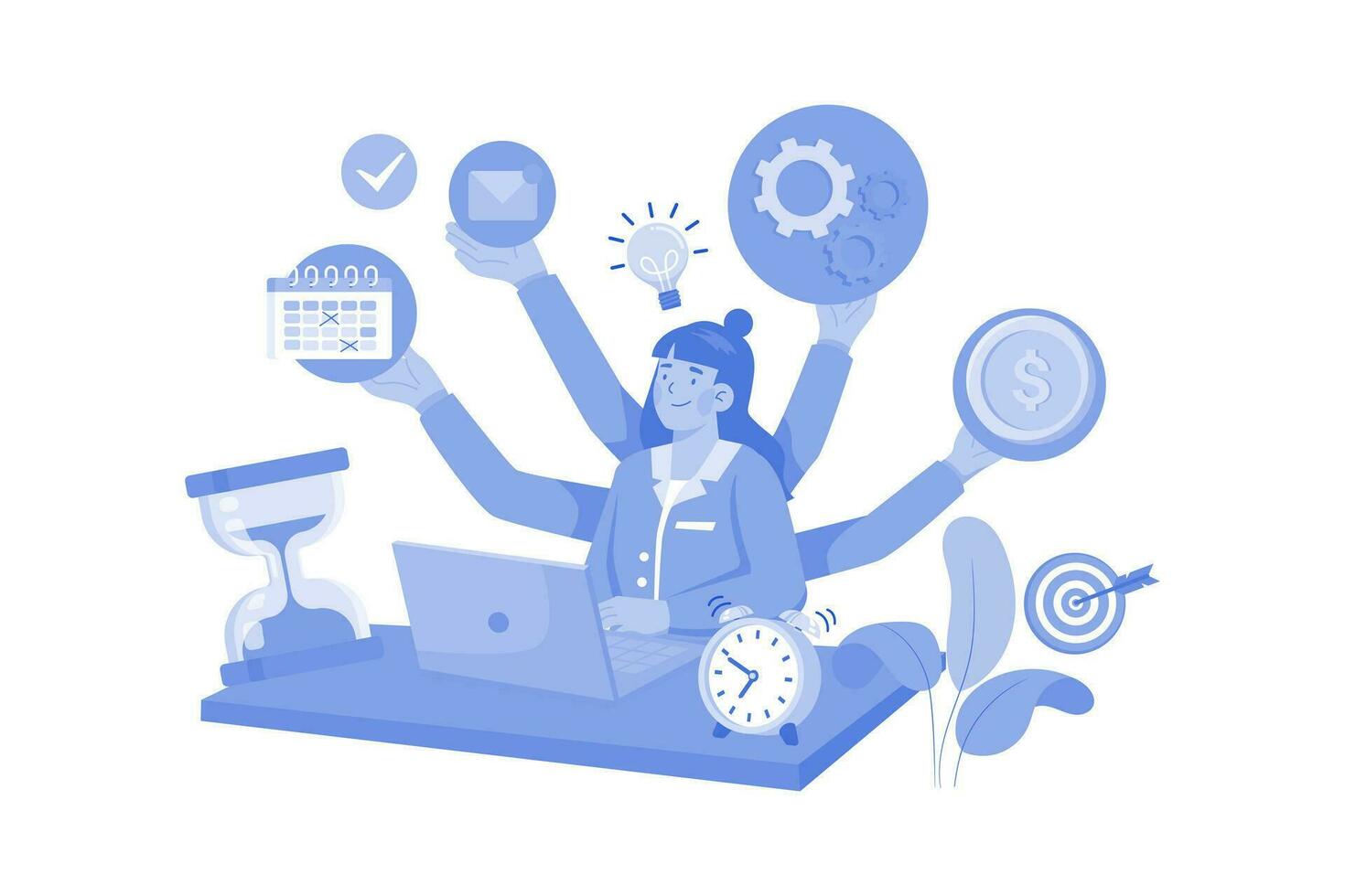 Business Woman With High Productivity vector