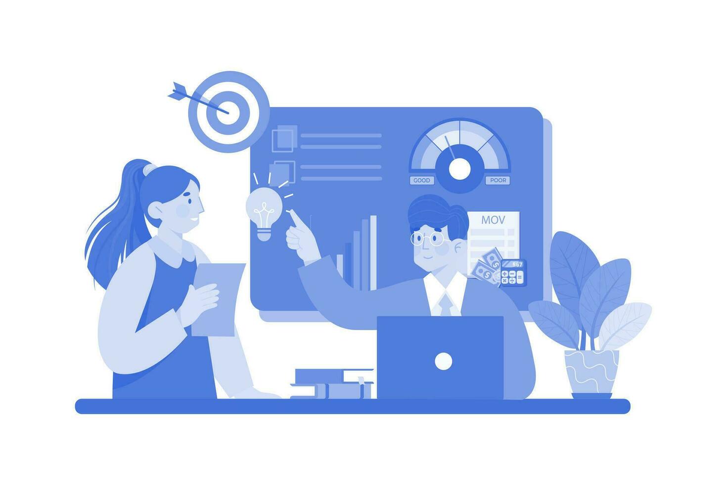 Businessman Using A Strategic Move To Reach A Goal vector