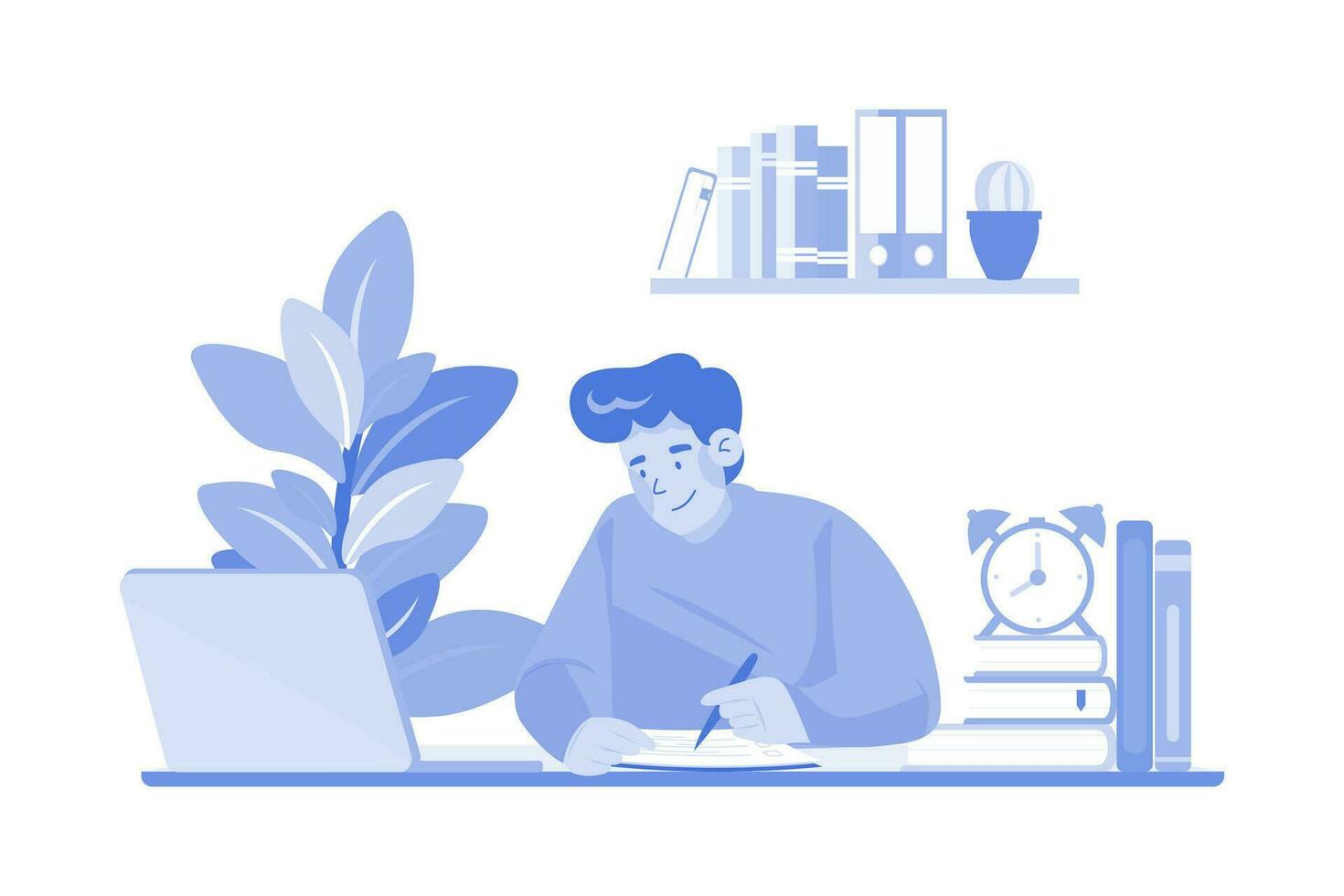 Boy Doing Exam Preparation vector