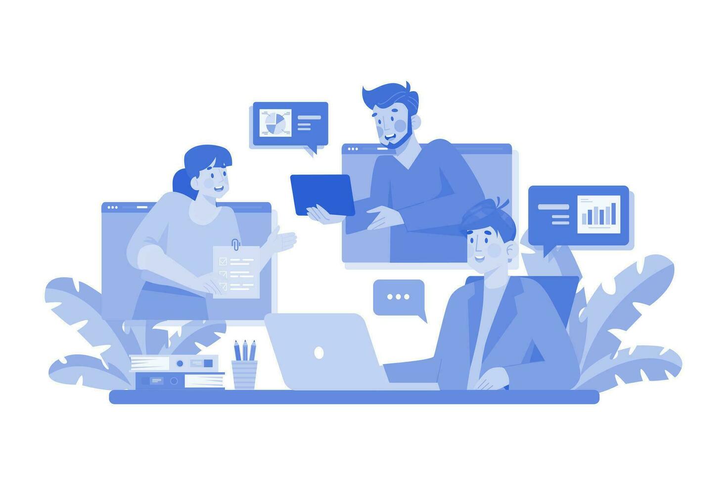 Online Business Meeting Illustration concept on a white background vector