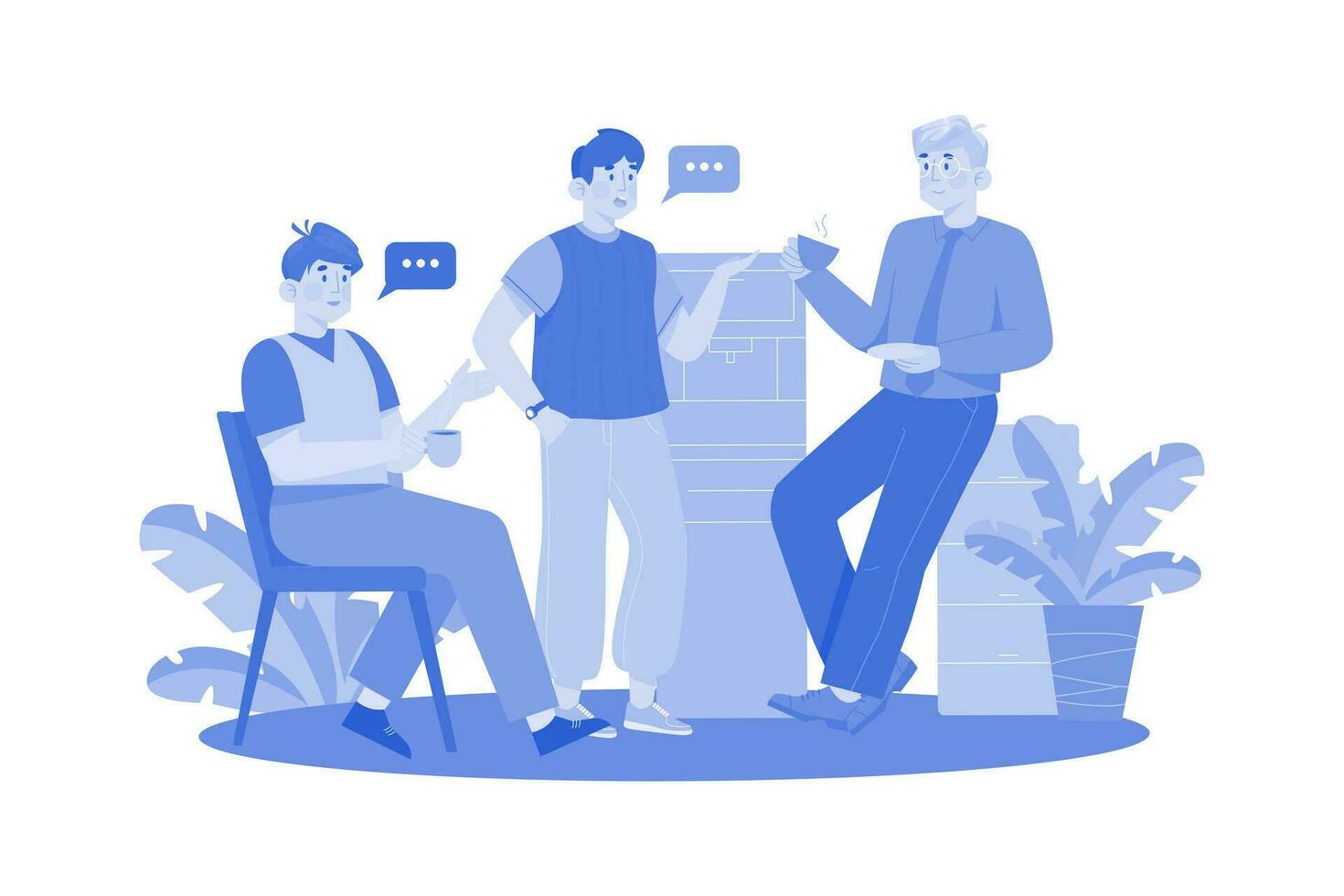 Male Employees Chatting With Each Other vector