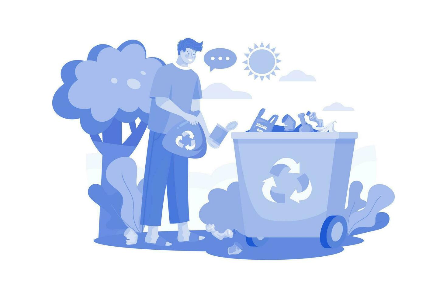 Man Picking Up Trash Illustration concept on a white background vector