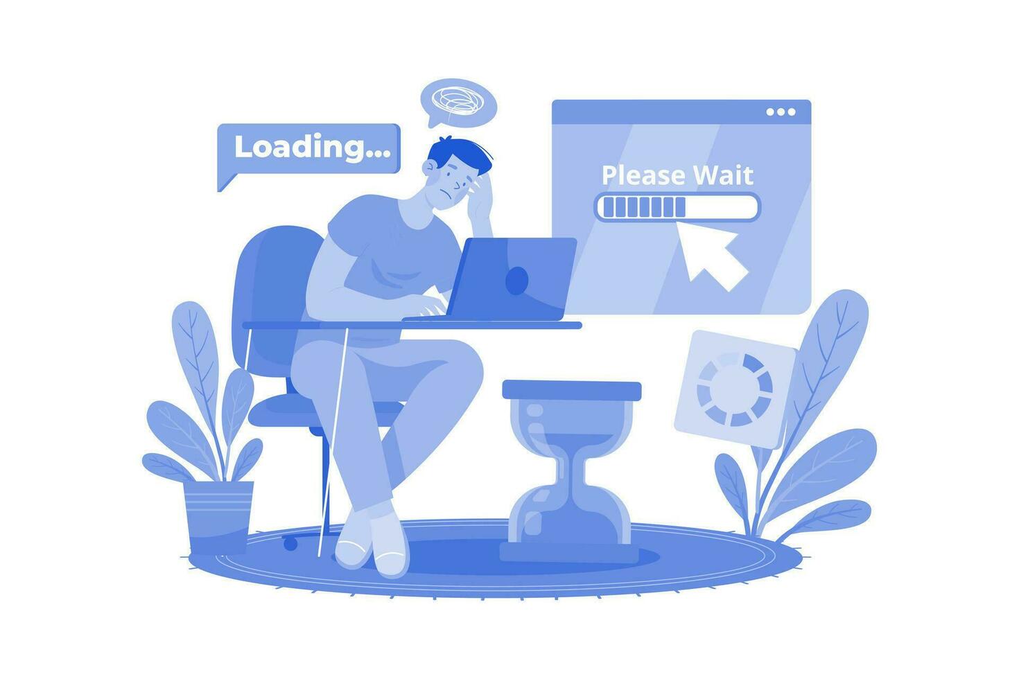 Very Slow Page Loading Illustration concept on a white background vector