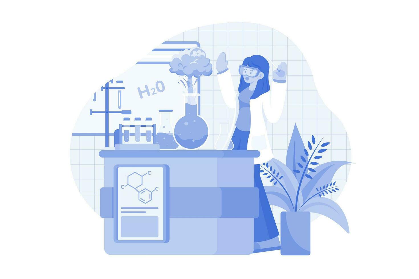 Laboratory Assistant Doing Chemical Tests vector