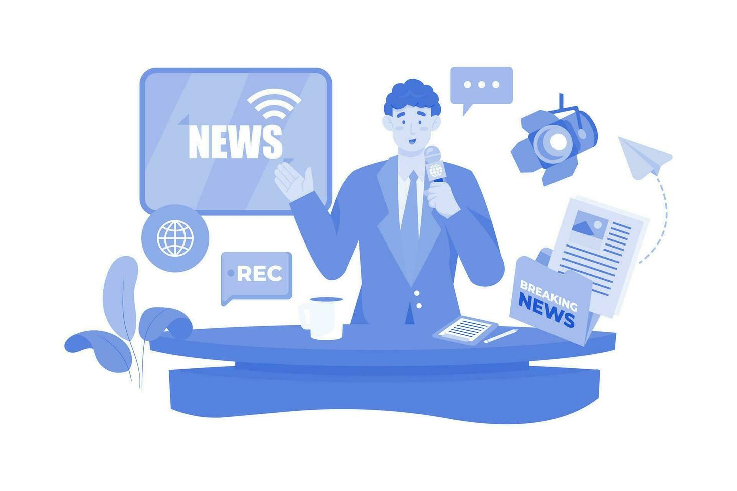 TV News Anchorman In Studio vector