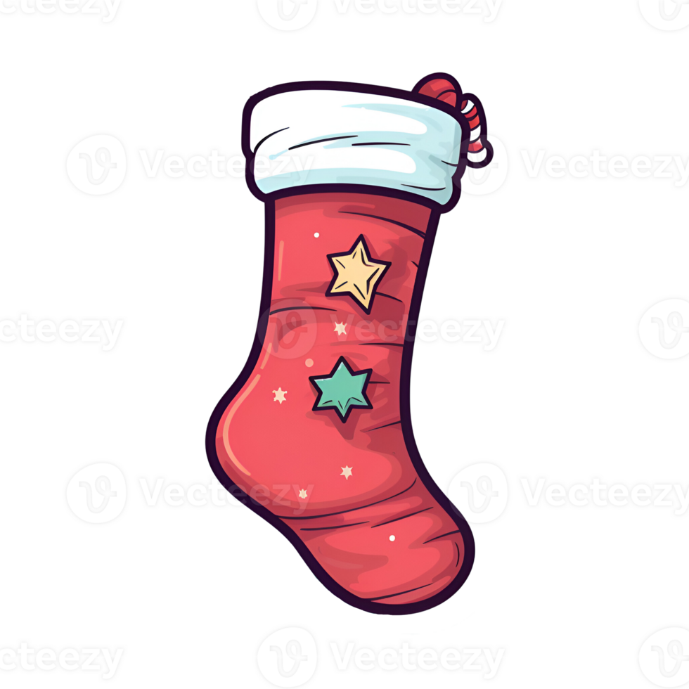 Cartoon Style Christmas Socks No Background Perfect for Print on Demand Merchandise AI Generative png