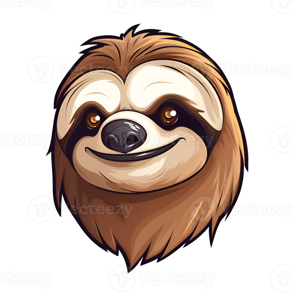 Cartoon Style Sloth Painting Drawing Illustration No Background Perfect for Print on Demand Merchandise AI Generative png