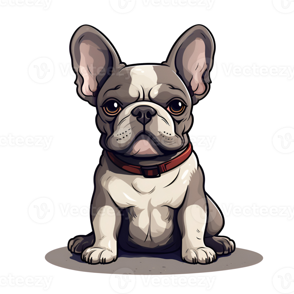 French Bulldog Dog Puppy Painting Drawing Cartoon Style Logo Illustration No Background Perfect for Print on Demand Merchandise AI Generative png