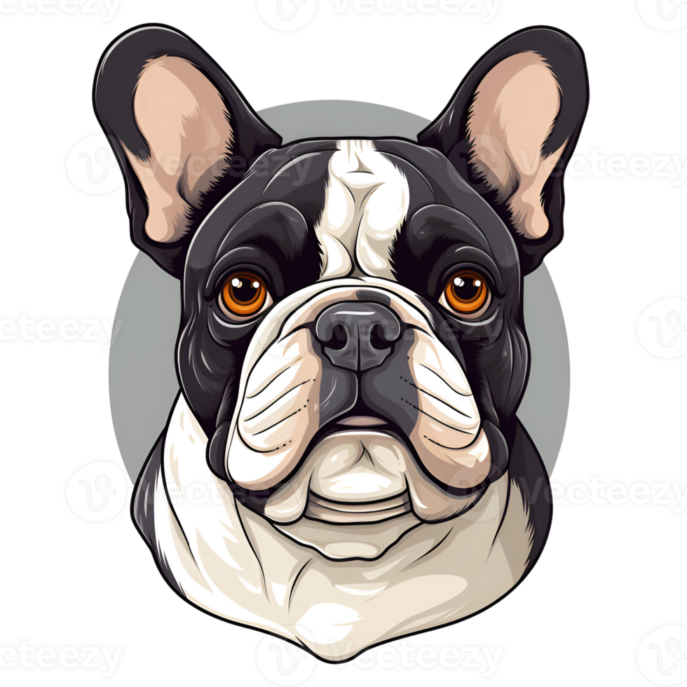 French Bulldog Dog Puppy Painting Drawing Cartoon Style Logo Illustration No Background Perfect for Print on Demand Merchandise AI Generative png