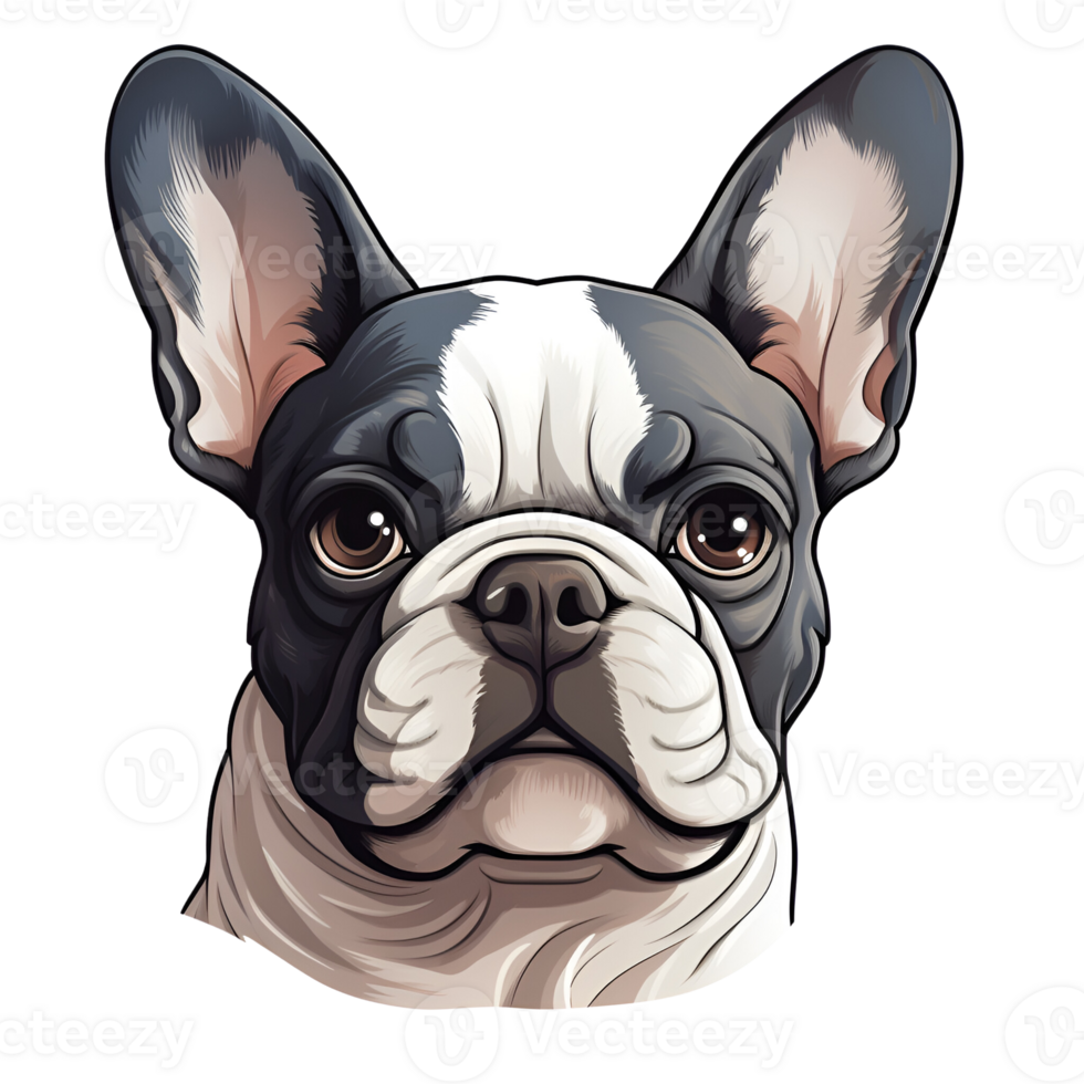 French Bulldog Dog Puppy Painting Drawing Cartoon Style Logo Illustration No Background Perfect for Print on Demand Merchandise AI Generative png