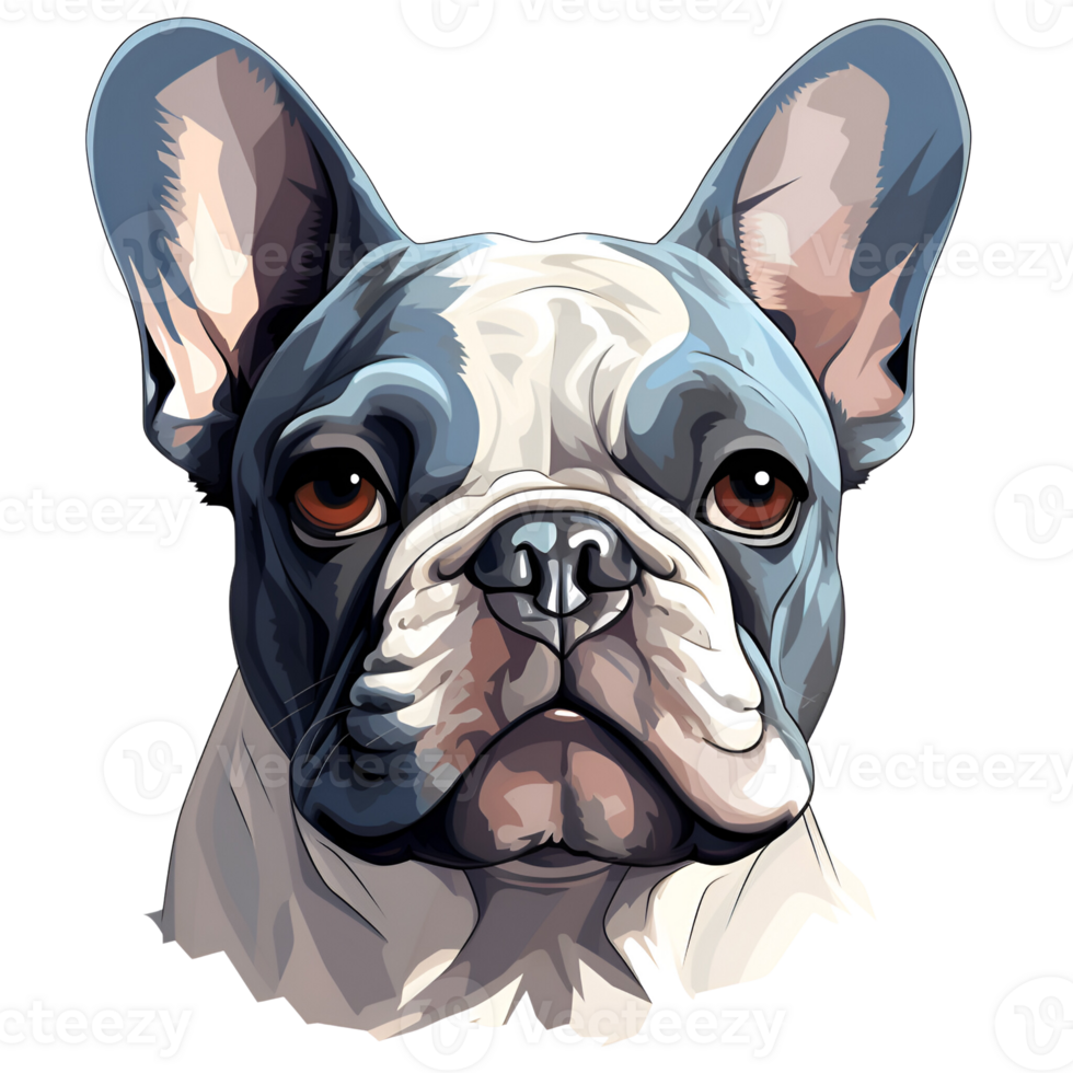 French Bulldog Dog Puppy Painting Drawing Cartoon Style Logo Illustration No Background Perfect for Print on Demand Merchandise AI Generative png