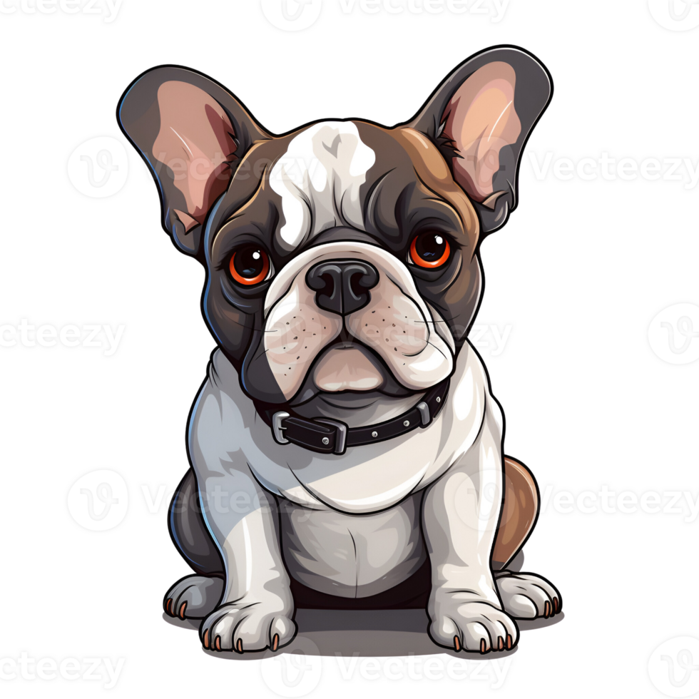 French Bulldog Dog Puppy Painting Drawing Cartoon Style Logo Illustration No Background Perfect for Print on Demand Merchandise AI Generative png