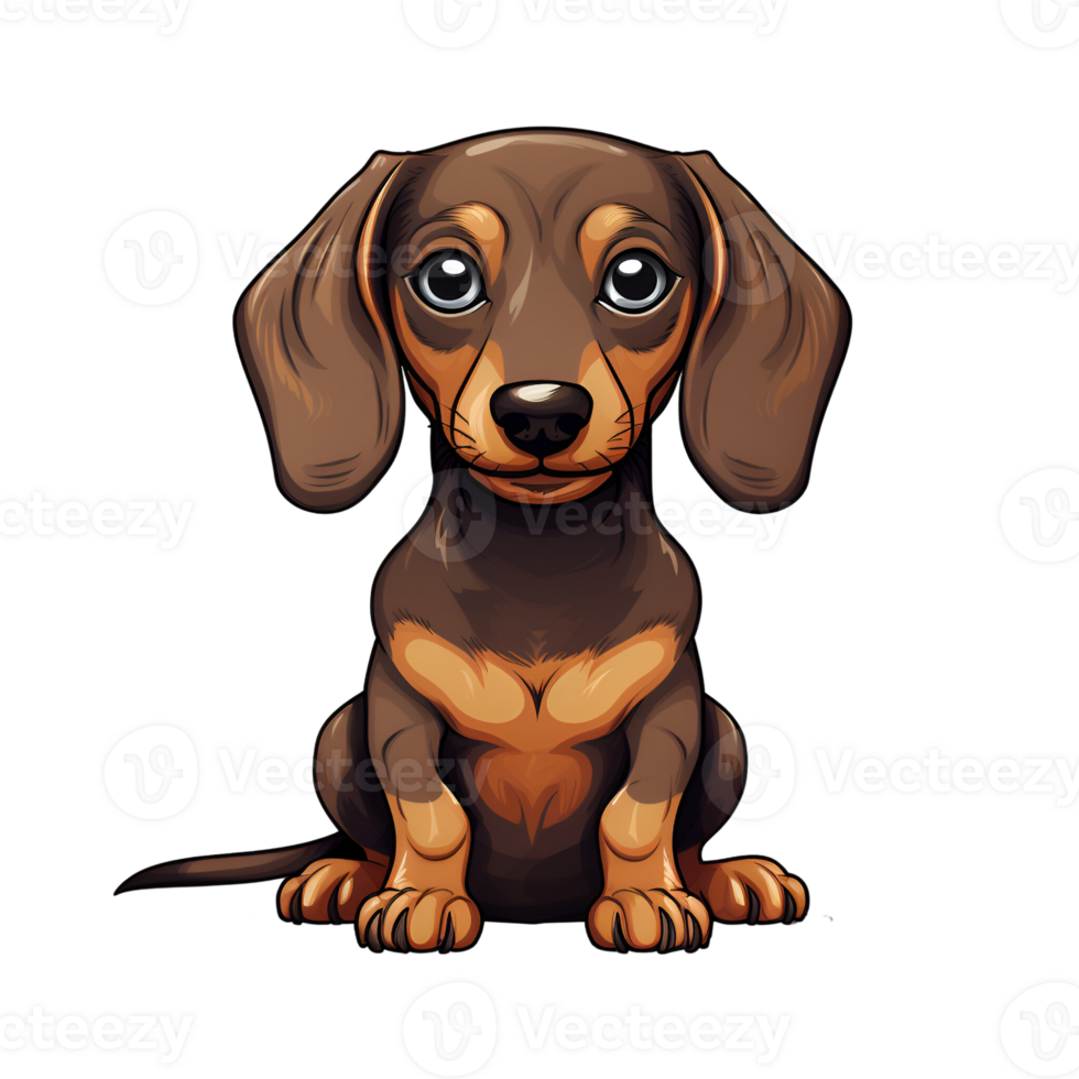 Dachshund Wiener Dog Puppy Cartoon Style Logo Artistic Painting Drawing Illustration No Background Perfect for Print on Demand Merchandise AI Generative png