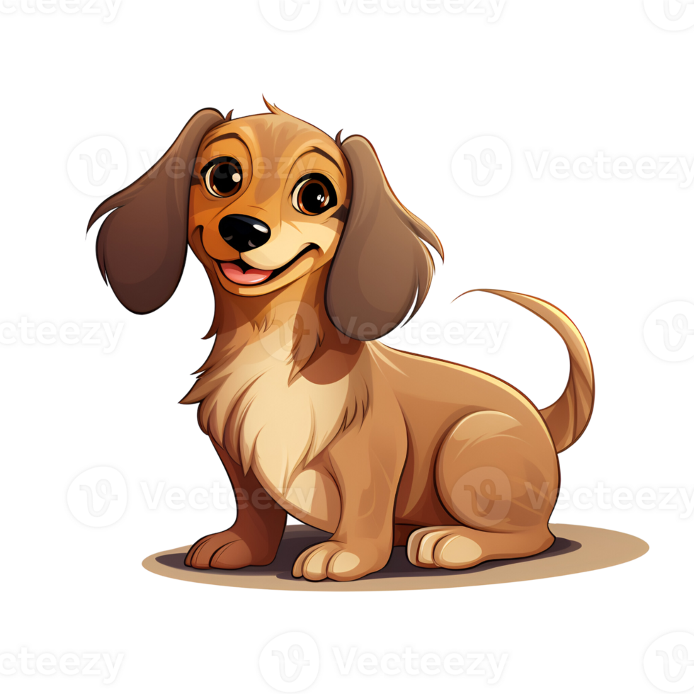 Dachshund Wiener Dog Puppy Cartoon Style Logo Artistic Painting Drawing Illustration No Background Perfect for Print on Demand Merchandise AI Generative png