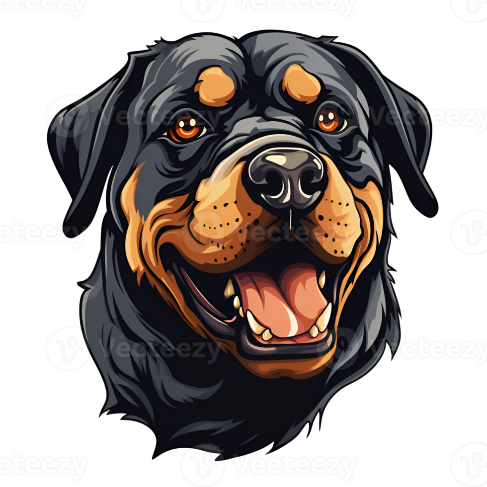 Rottweiler Cartoon Style Logo Artistic Style Painting Drawing Illustration No Background Perfect for Print on Demand Merchandise AI Generative png