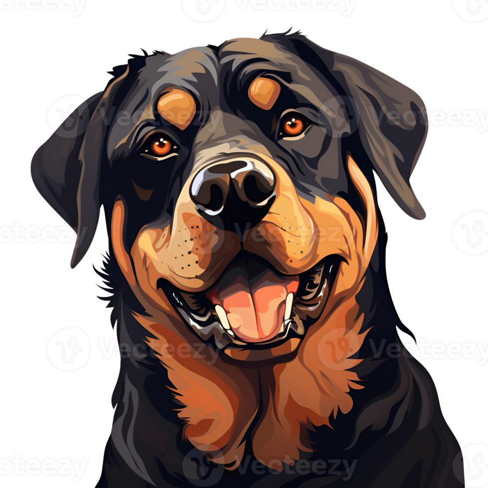 Rottweiler Cartoon Style Logo Artistic Style Painting Drawing Illustration No Background Perfect for Print on Demand Merchandise AI Generative png