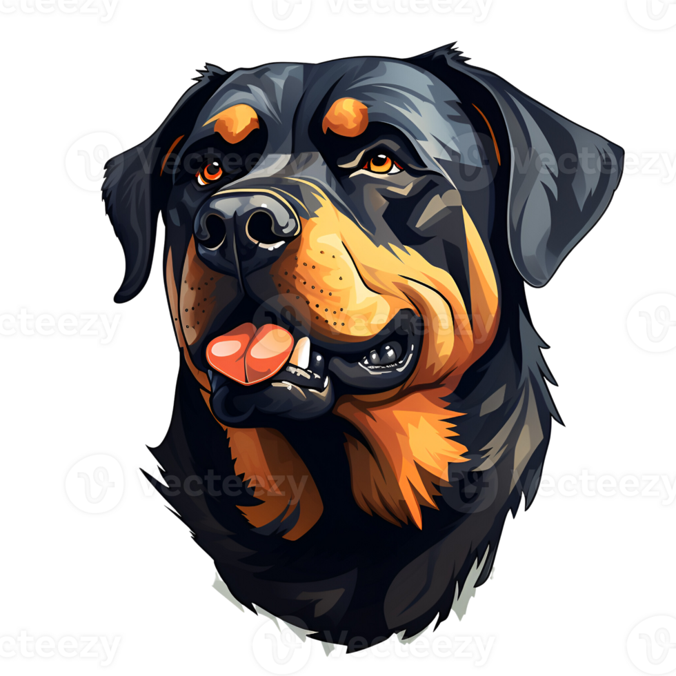 Rottweiler Cartoon Style Logo Artistic Style Painting Drawing Illustration No Background Perfect for Print on Demand Merchandise AI Generative png