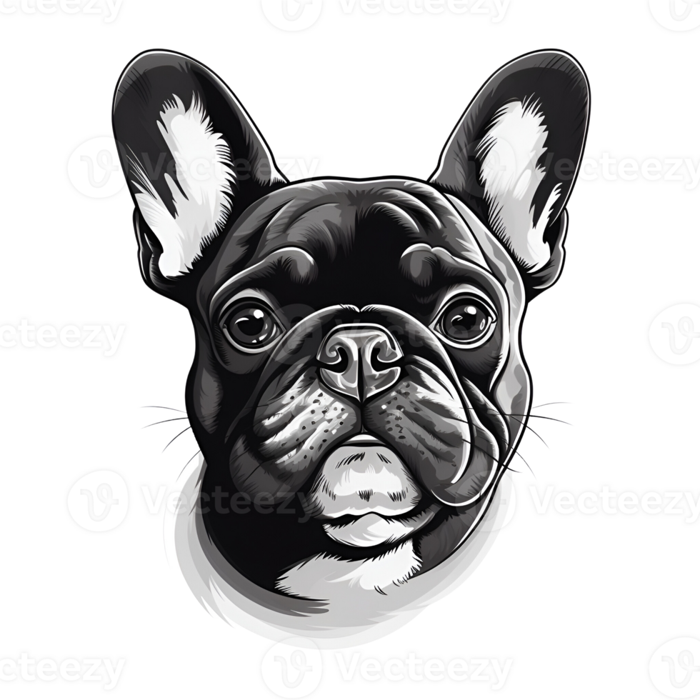 French Bulldog Dog Puppy Painting Drawing Cartoon Style Logo Illustration No Background Perfect for Print on Demand Merchandise AI Generative png