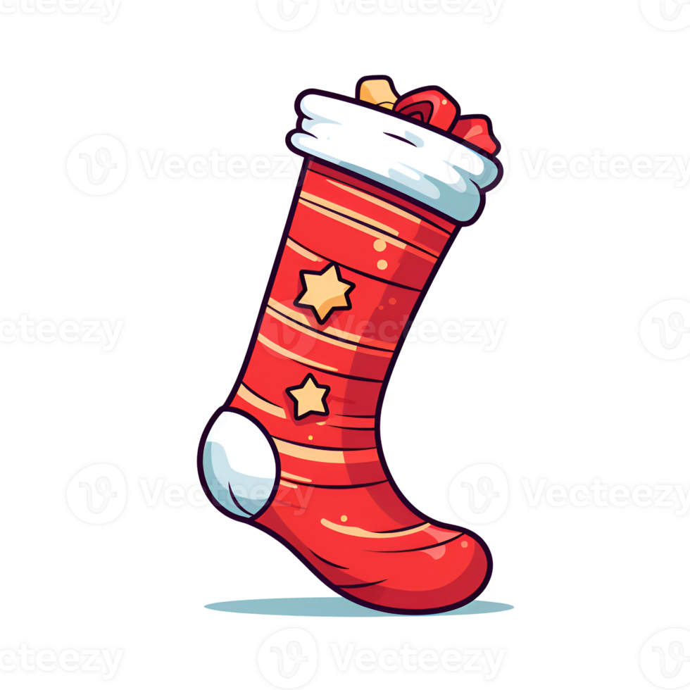 Cartoon Style Christmas Socks No Background Perfect for Print on Demand Merchandise AI Generative png