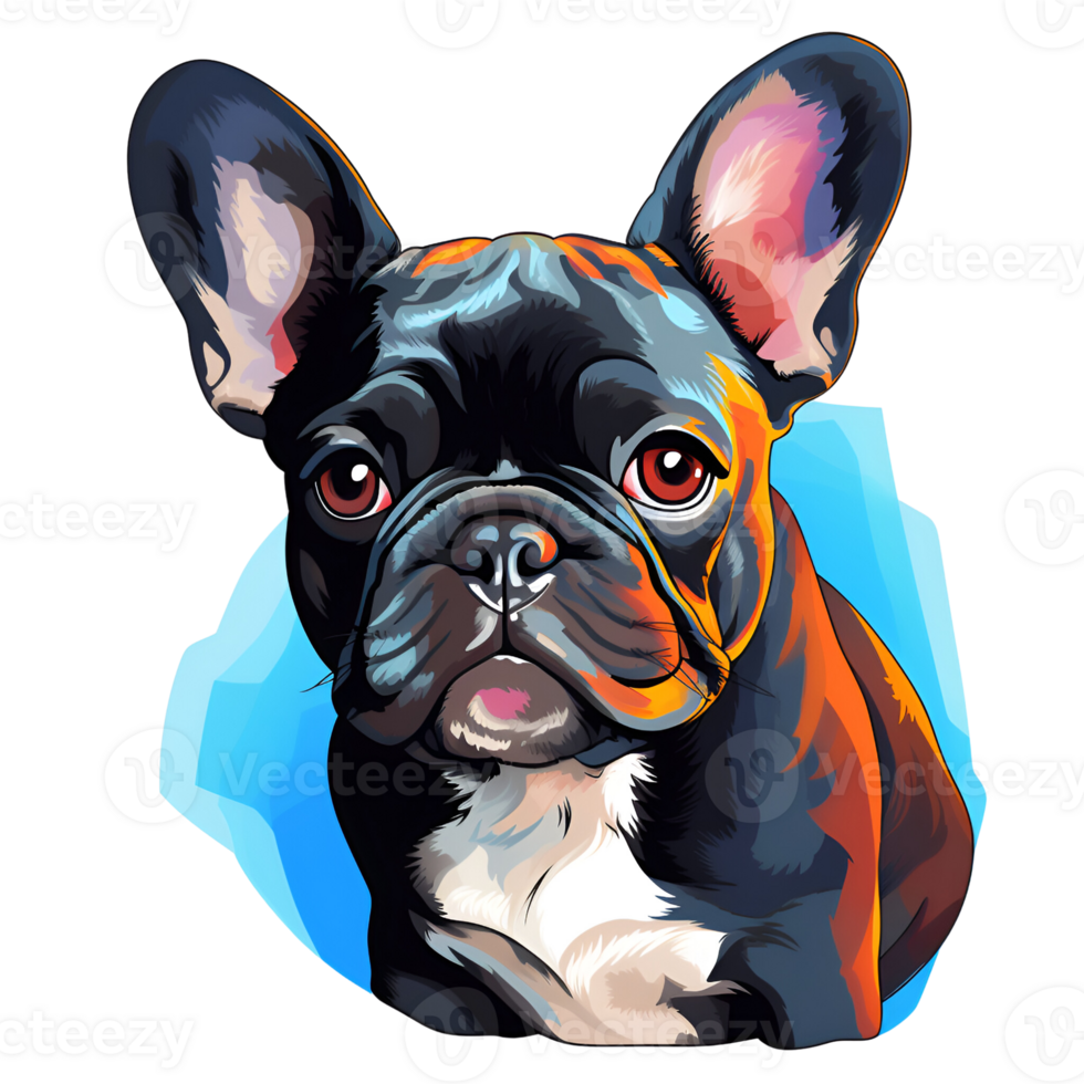 French Bulldog Dog Puppy Painting Drawing Cartoon Style Logo Illustration No Background Perfect for Print on Demand Merchandise AI Generative png