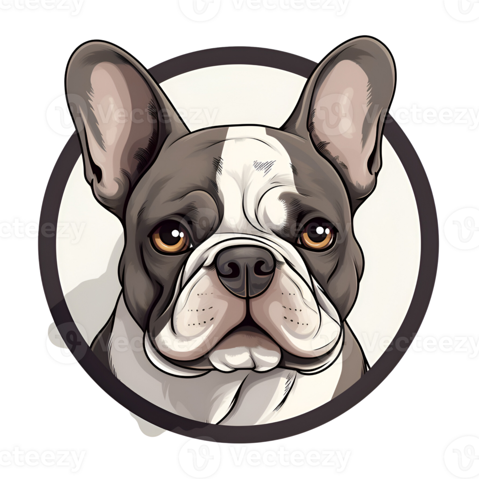 French Bulldog Dog Puppy Painting Drawing Cartoon Style Logo Illustration No Background Perfect for Print on Demand Merchandise AI Generative png