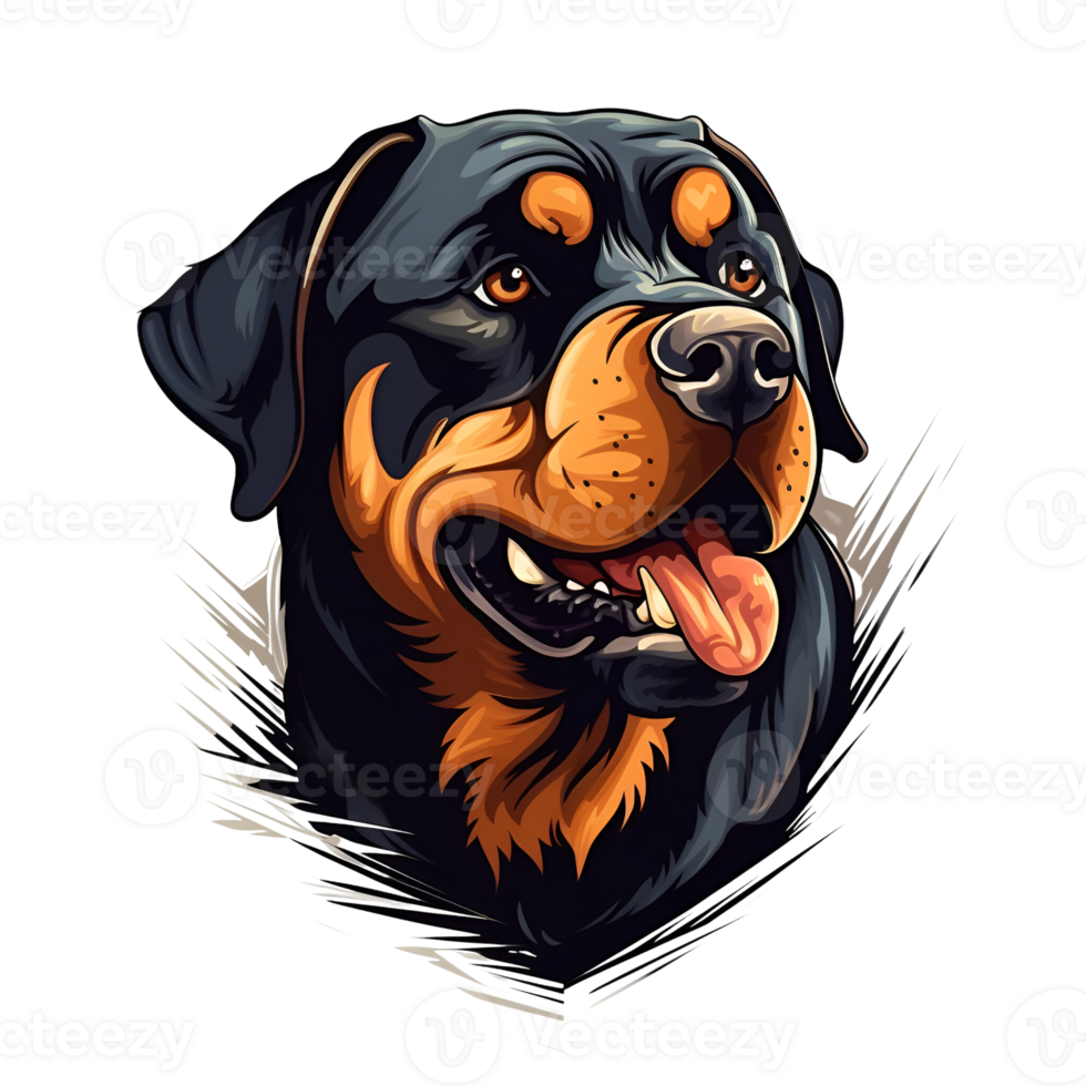 Rottweiler Cartoon Style Logo Artistic Style Painting Drawing Illustration No Background Perfect for Print on Demand Merchandise AI Generative png