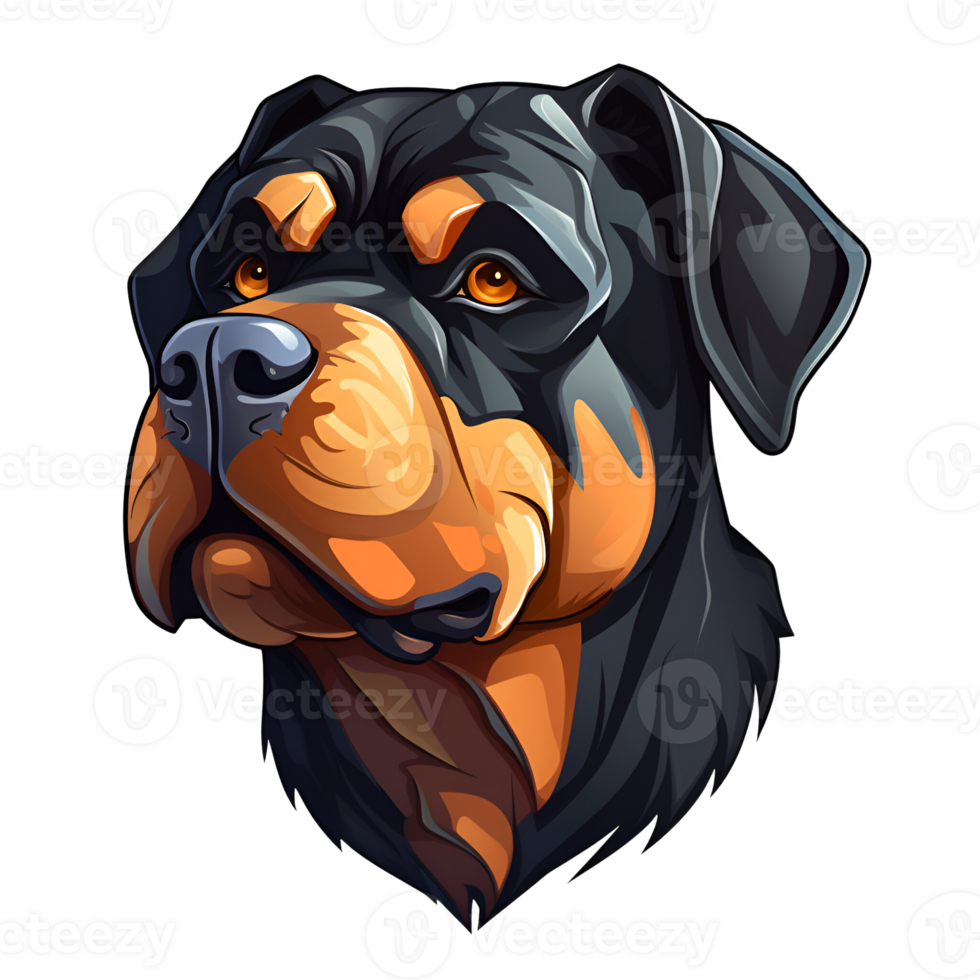 Rottweiler Cartoon Style Logo Artistic Style Painting Drawing Illustration No Background Perfect for Print on Demand Merchandise AI Generative png