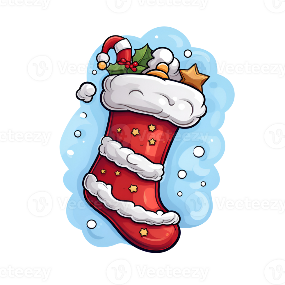Cartoon Style Christmas Socks No Background Perfect for Print on Demand Merchandise AI Generative png