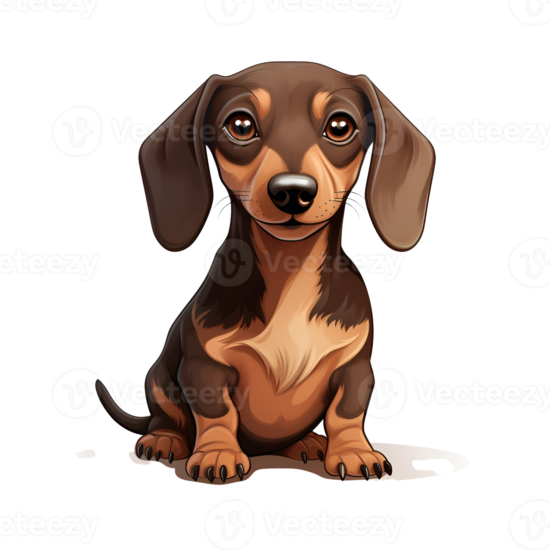 Dachshund Wiener Dog Puppy Cartoon Style Logo Artistic Painting Drawing