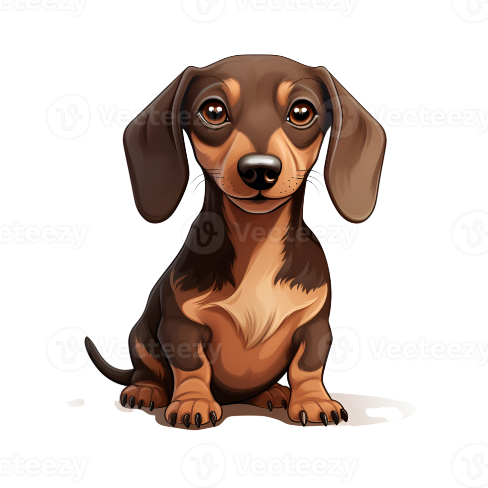 Dachshund Wiener Dog Puppy Cartoon Style Logo Artistic Painting Drawing Illustration No Background Perfect for Print on Demand Merchandise AI Generative png