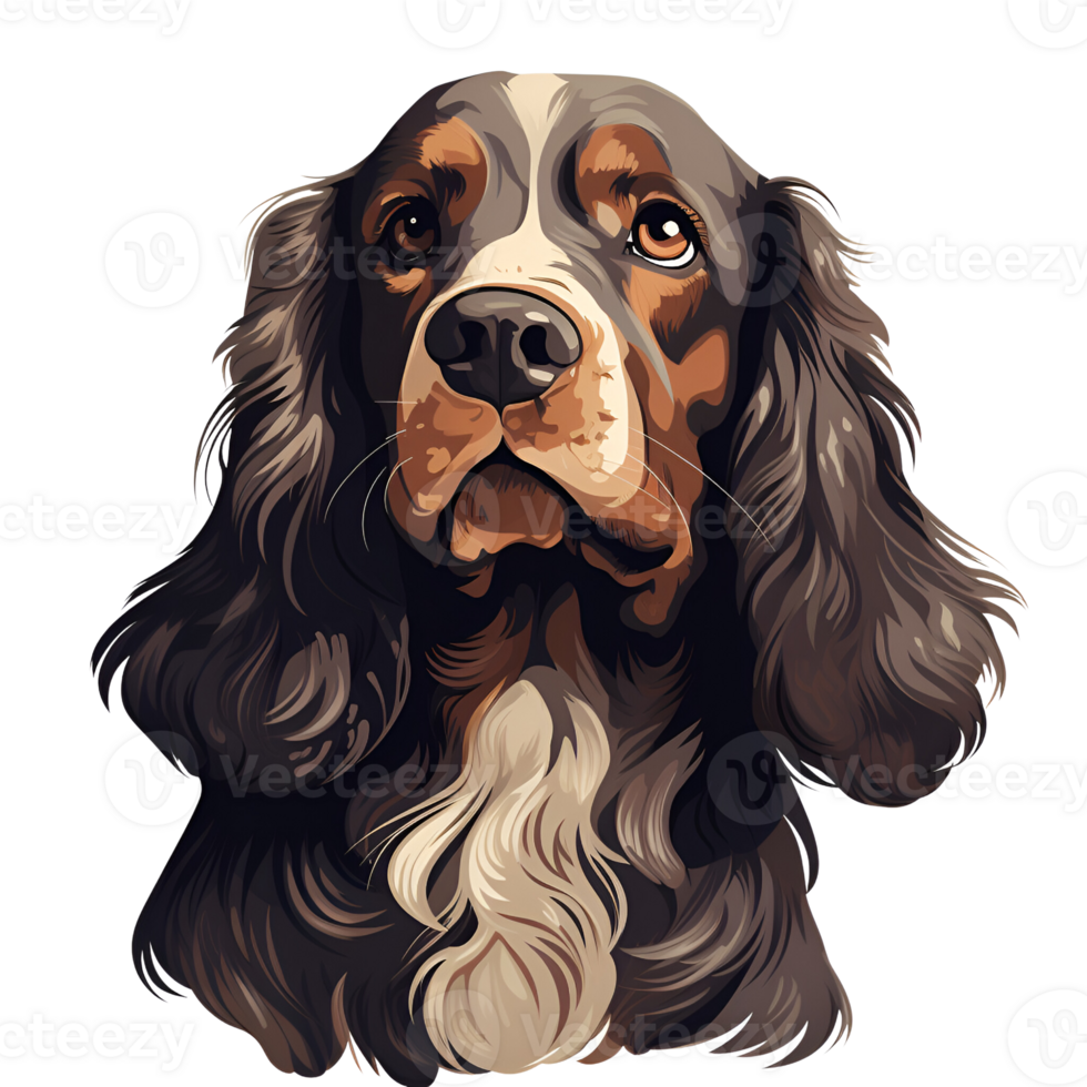 English Springer Spaniel Dog Puppy Artistic Style Painting Drawing Cartoon Style Illustration No Background Perfect for Print On Demand Merchandise AI Generative png