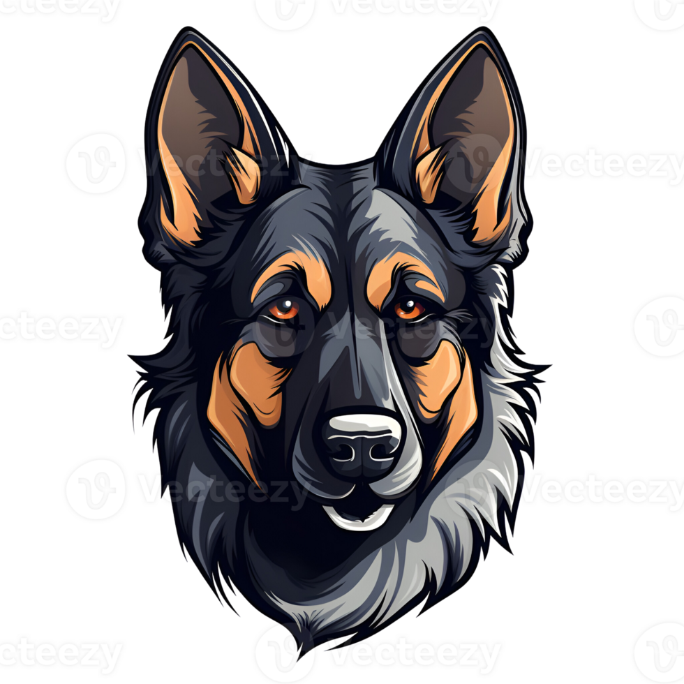 German Shepherd Dog Puppy Artistic Style Painting Drawing Cartoon Style Illustration No Background Perfect for Print on Demand Merchandise AI Generative png