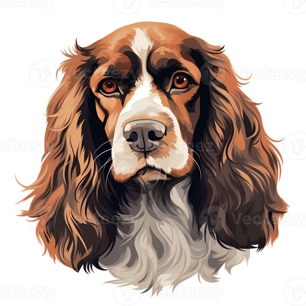 English Springer Spaniel Dog Puppy Artistic Style Painting Drawing Cartoon Style Illustration No Background Perfect for Print On Demand Merchandise AI Generative png
