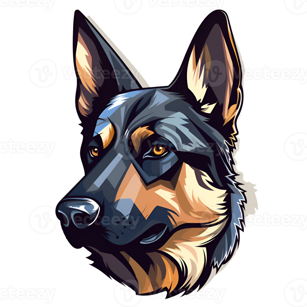 German Shepherd Dog Puppy Artistic Style Painting Drawing Cartoon Style Illustration No Background Perfect for Print on Demand Merchandise AI Generative png