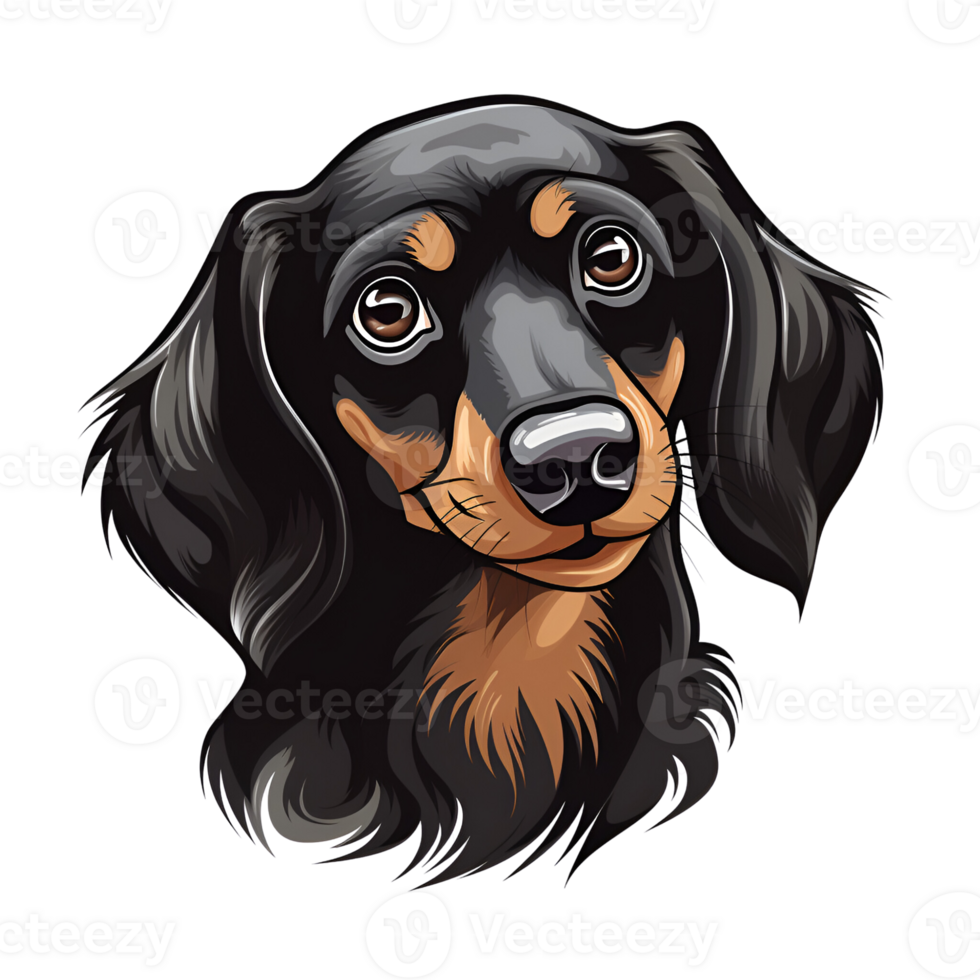 Dachshund Wiener Dog Puppy Cartoon Style Logo Artistic Painting Drawing Illustration No Background Perfect for Print on Demand Merchandise AI Generative png