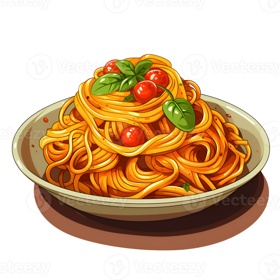 Cartoon Style Pasta Noodle Cartoon Style Illustration No Background Perfect for Print On Demand Merchandise AI Generative png