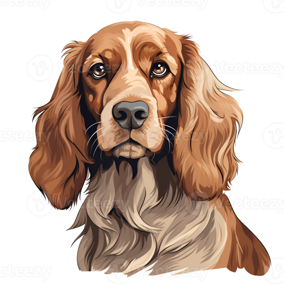 English Springer Spaniel Dog Puppy Artistic Style Painting Drawing Cartoon Style Illustration No Background Perfect for Print On Demand Merchandise AI Generative png