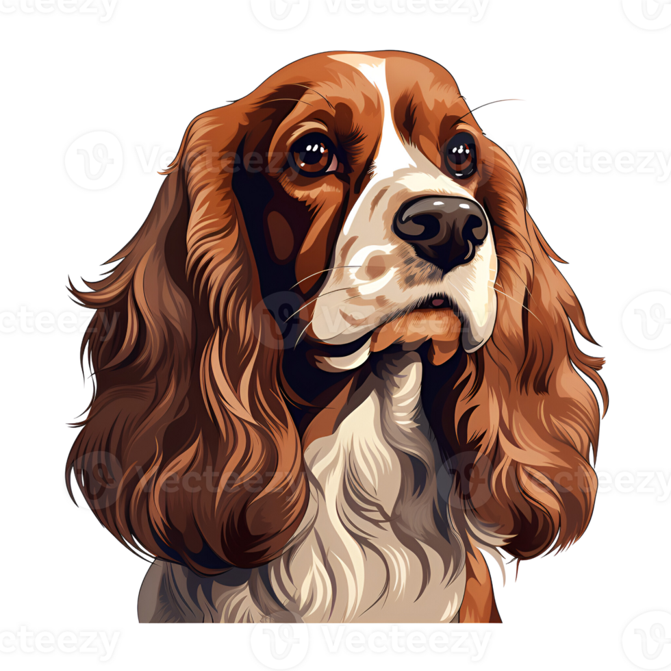 English Springer Spaniel Dog Puppy Artistic Style Painting Drawing Cartoon Style Illustration No Background Perfect for Print On Demand Merchandise AI Generative png