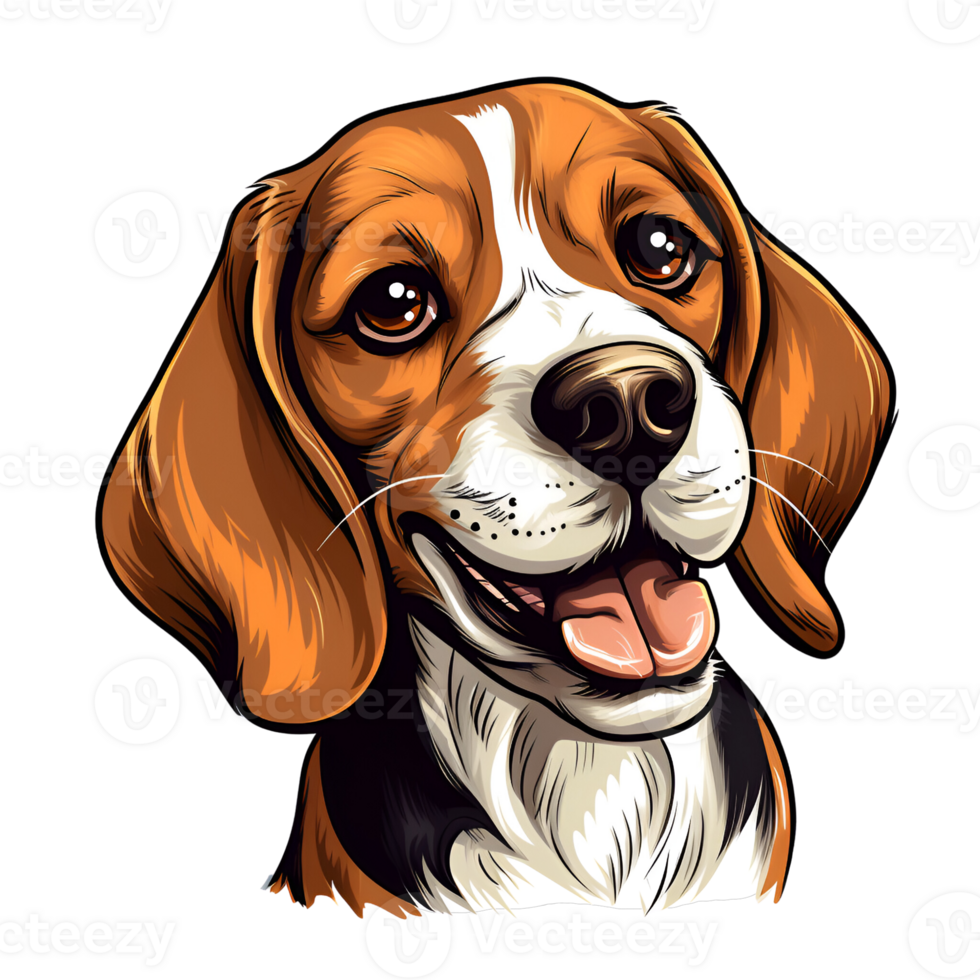 Beagle Dog Puppy Cartoon Style Logo Painting Drawing Illustration No Background Perfect for Print on Demand Merchandise AI Generative png
