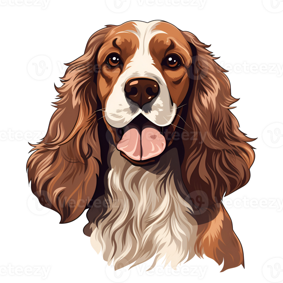 English Springer Spaniel Dog Puppy Artistic Style Painting Drawing Cartoon Style Illustration No Background Perfect for Print On Demand Merchandise AI Generative png